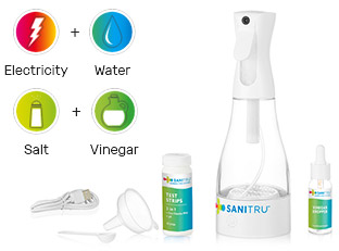 Product set that mixes water, salt, vinegar and electricity
